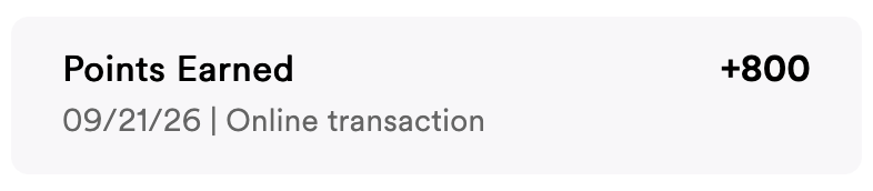 Petco Perks activity showing 800 points earned for an online transaction on September 21, 2026.